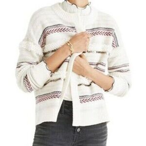 MADEWELL Cream Paillette-Stripe Cardigan XXS